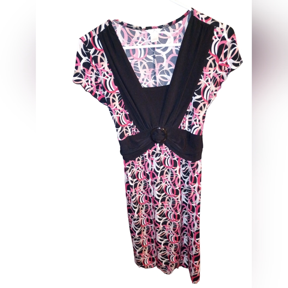 Christopher Banks Stylish Black and Pink Women's Dress Size Small